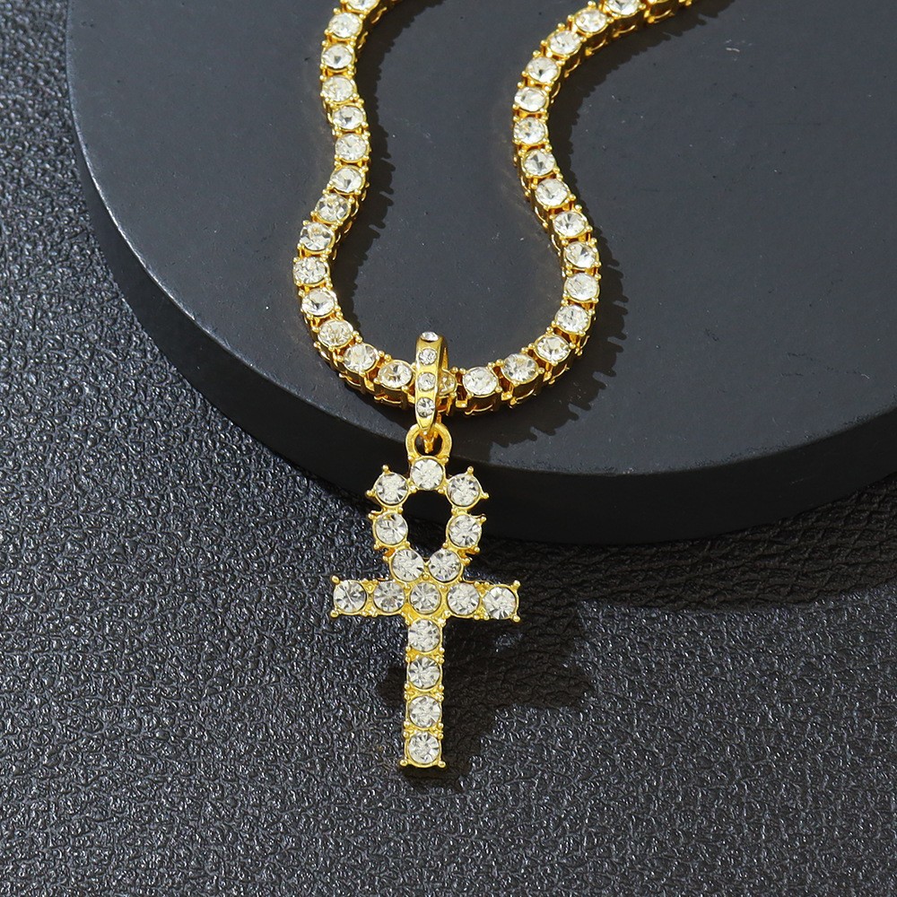 Men's Single Row Diamond Necklace with Cross Pendant - Elegant & Stylish - Image 16