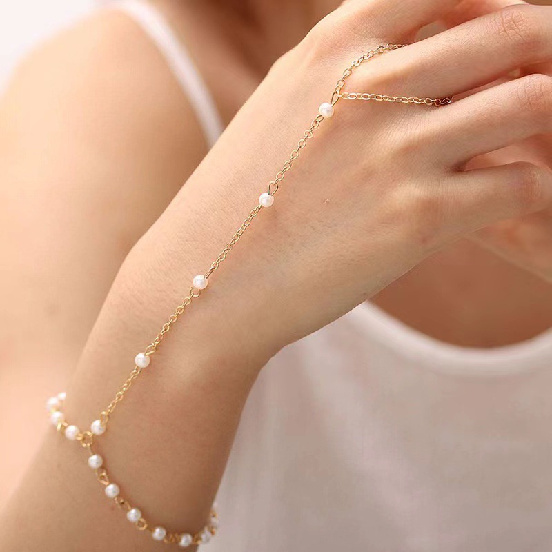 Golden Balls Vintage Bracelet with Pearl Ring - Timeless Elegance - Image 2