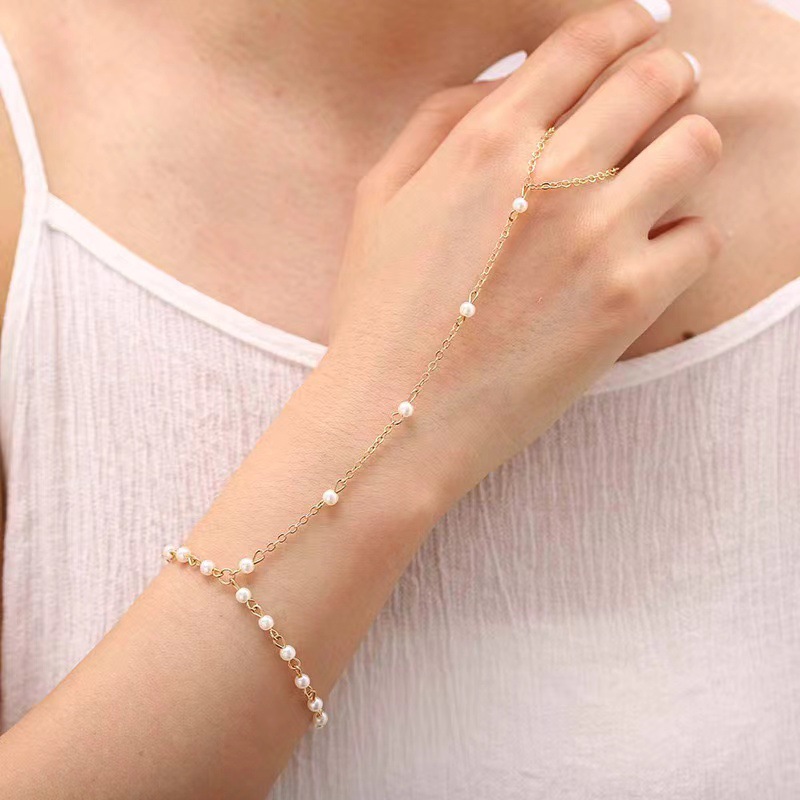 Golden Balls Vintage Bracelet with Pearl Ring - Timeless Elegance - Image 3