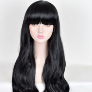 Lolita Korean Fashion Fluffy Qi Liu Hai Long Curly Black Cosplay Wig