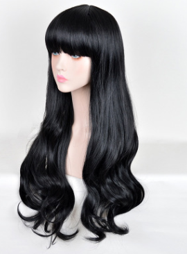 Lolita Korean Fashion Fluffy Qi Liu Hai Long Curly Black Cosplay Wig - Image 3