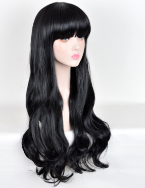 Lolita Korean Fashion Fluffy Qi Liu Hai Long Curly Black Cosplay Wig - Image 4