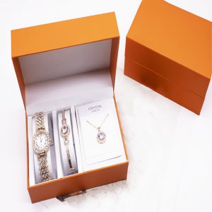 3-Piece Rhinestone Watch Set with Bracelet and Necklace for Elegant Style