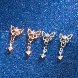 925 Silver Bow Screw Diamond Stud Earrings - Elegant & Sparkling Jewelry