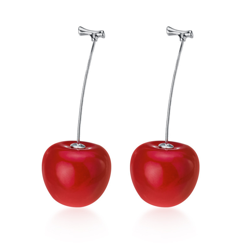 Chic S925 Silver Cherry-shaped Earrings for Women - Elegant Mori Fashion - Image 7