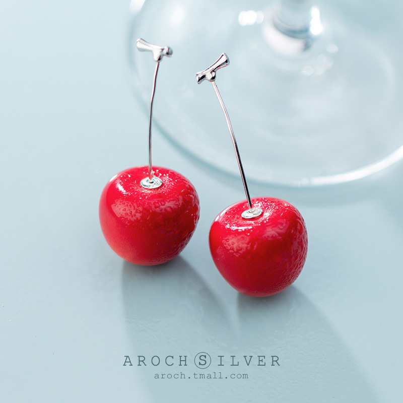 Chic S925 Silver Cherry-shaped Earrings for Women - Elegant Mori Fashion - Image 8