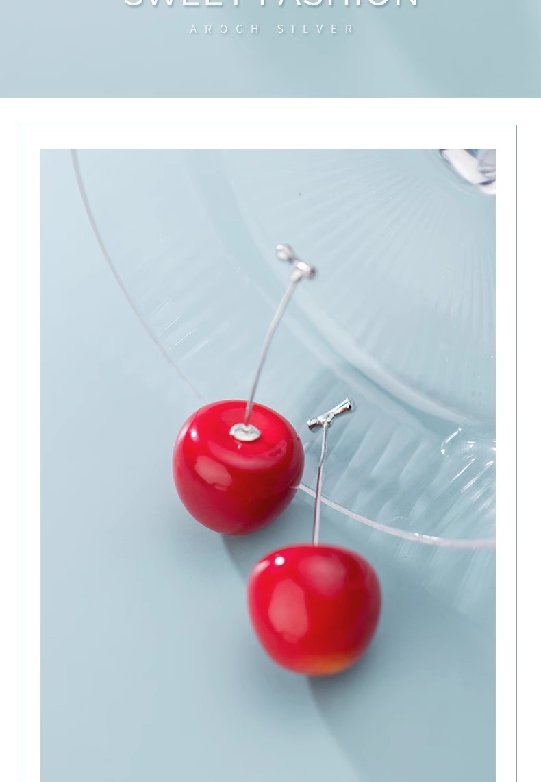 Chic S925 Silver Cherry-shaped Earrings for Women - Elegant Mori Fashion - Image 11