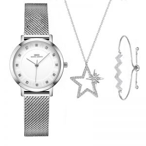 Stylish Temperament Wild Five-pointed Star Necklace Bracelet & Ladies Digital Watch