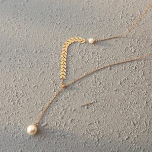 Elegant Phoenix Tail Pearl Clavicle Necklace - Fashionable Simplicity