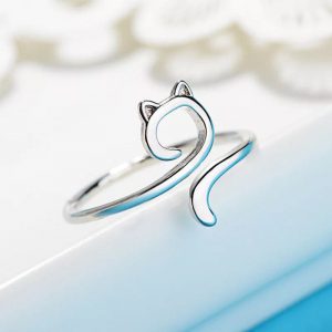 Geometric Adjustable Hook Line Cat Ring - Stylish Knitted Animal Ornament