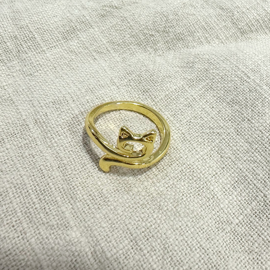 Geometric Adjustable Hook Line Cat Ring - Stylish Knitted Animal Ornament - Image 4