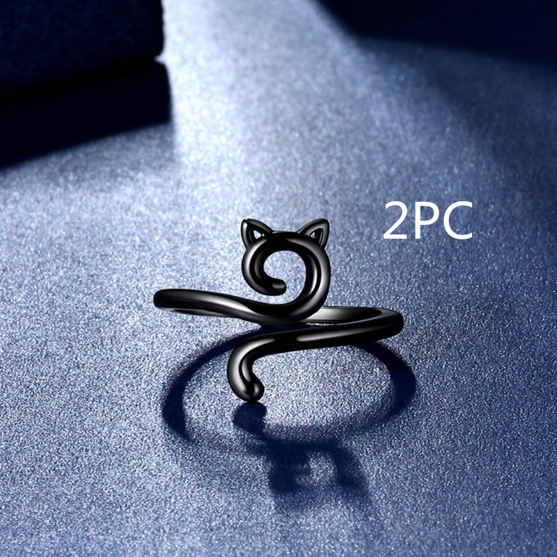 Geometric Adjustable Hook Line Cat Ring - Stylish Knitted Animal Ornament - Image 7
