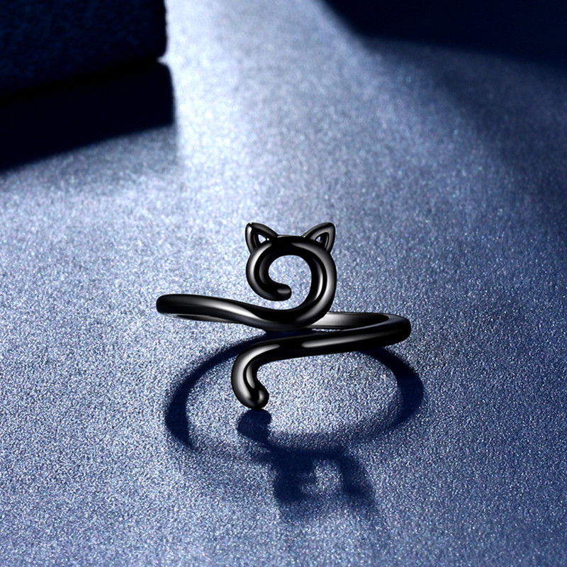 Geometric Adjustable Hook Line Cat Ring - Stylish Knitted Animal Ornament - Image 12