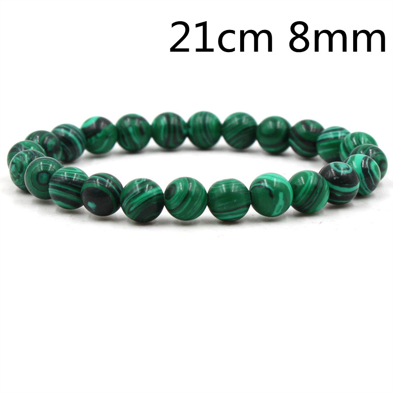 Elegant Black Matte Green Malachite Bracelets for Women and Men - Elastic Strand Jewelry - Image 6