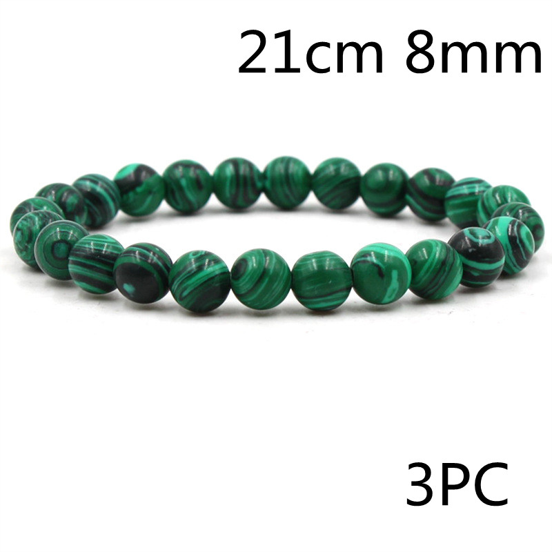 Elegant Black Matte Green Malachite Bracelets for Women and Men - Elastic Strand Jewelry - Image 9
