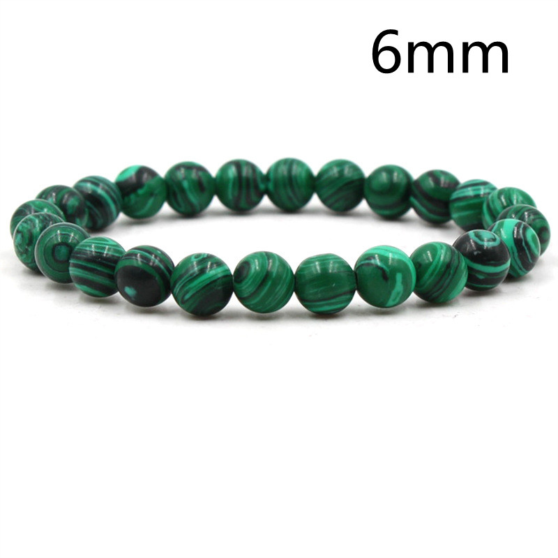 Elegant Black Matte Green Malachite Bracelets for Women and Men - Elastic Strand Jewelry - Image 10