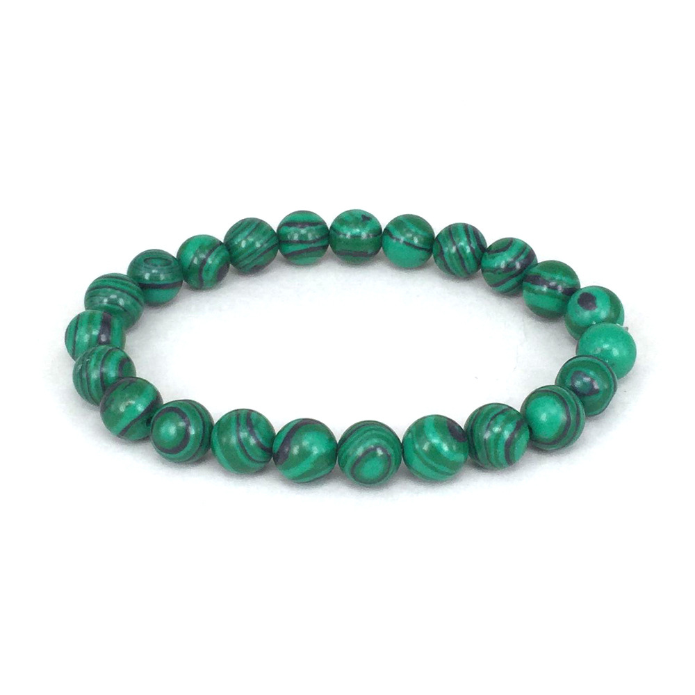 Elegant Black Matte Green Malachite Bracelets for Women and Men - Elastic Strand Jewelry - Image 14