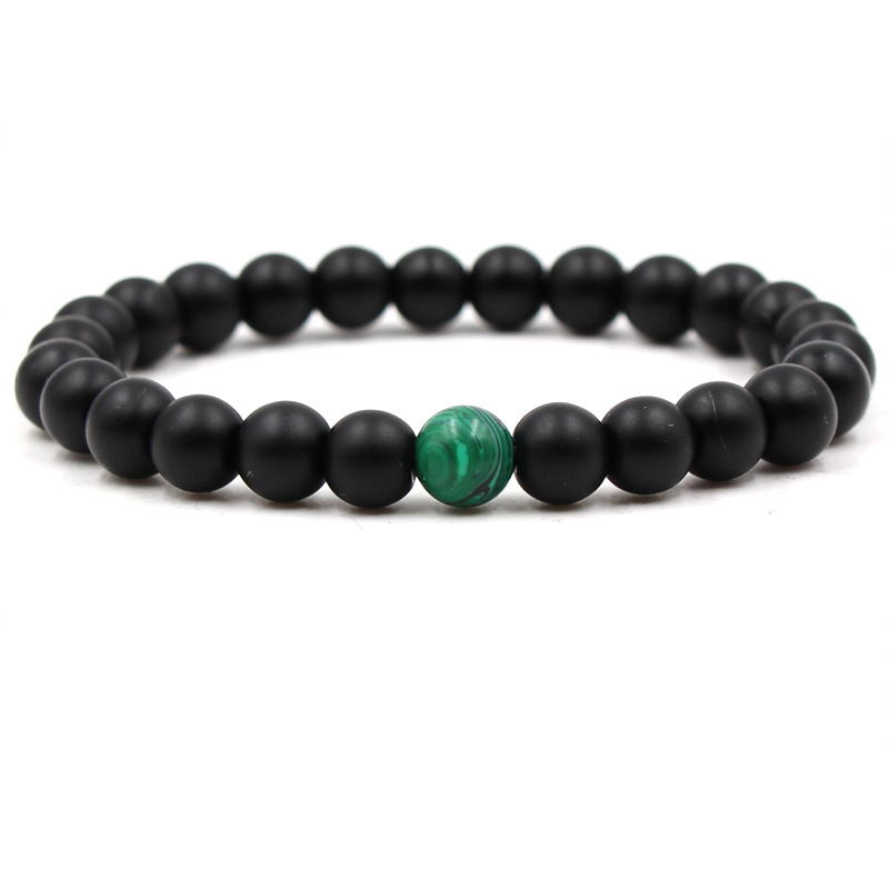 Elegant Black Matte Green Malachite Bracelets for Women and Men - Elastic Strand Jewelry - Image 21