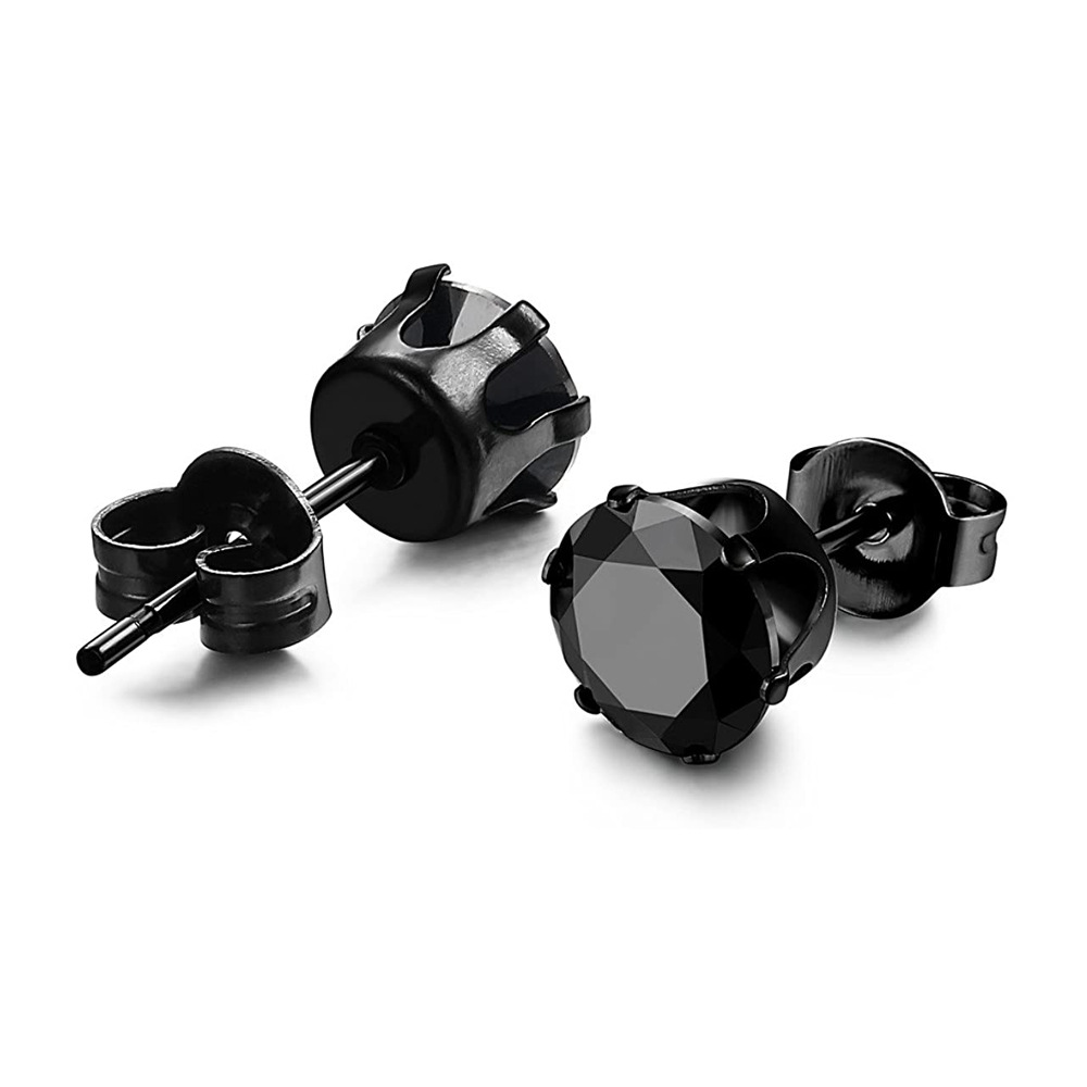 Punk Square Black Zircon Stud Earrings Set – 6mm Stylish Jewelry - Image 3