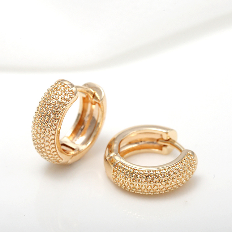 Gold Semi-Glossy Semi-Lug Ear Buckle Earrings - New Korean Round Jewelry