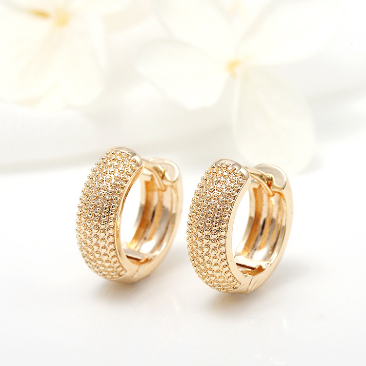 Gold Semi-Glossy Semi-Lug Ear Buckle Earrings - New Korean Round Jewelry - Image 5