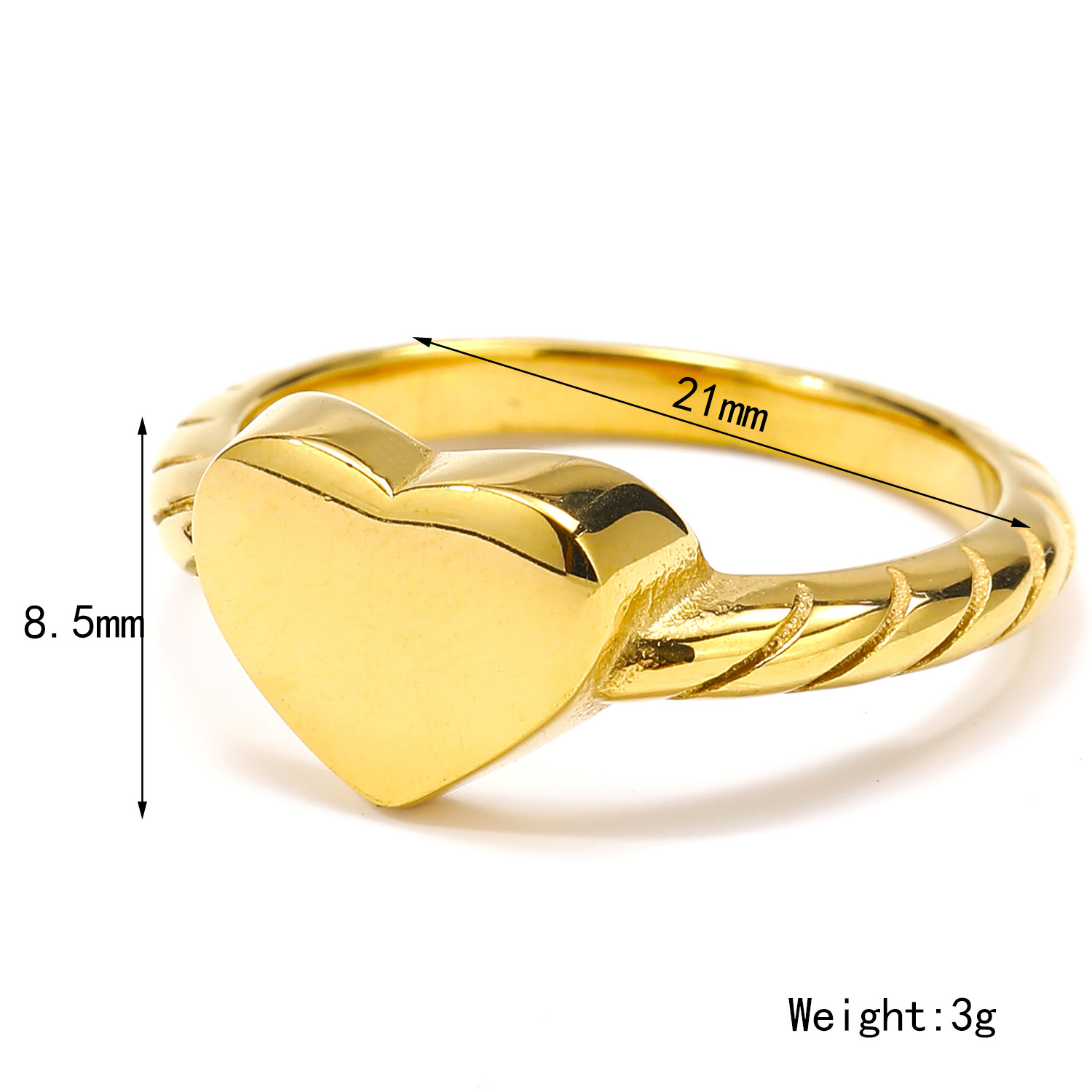 Niche Temperament Versatile Heart-shaped Flower Titanium Steel Ring - Image 3
