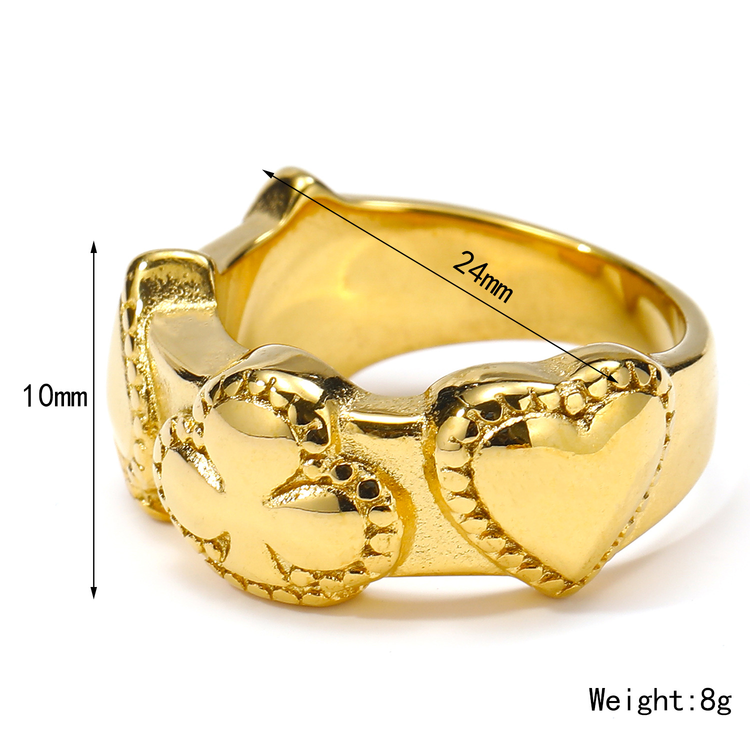 Niche Temperament Versatile Heart-shaped Flower Titanium Steel Ring - Image 10