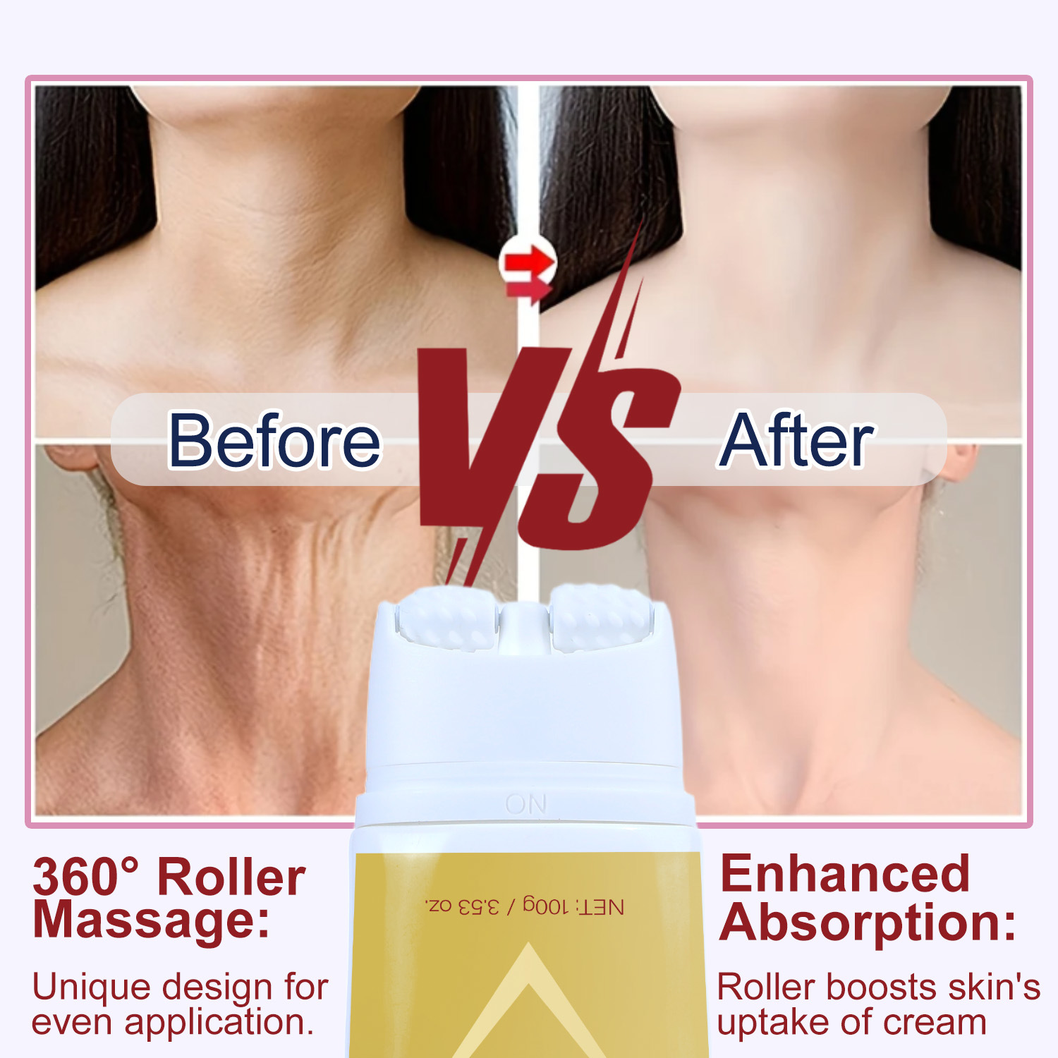 Neck Firming Roller Cream: Lifts, Reduces Neck Lines, Deeply Nourishes, Absorbs Quickly, and Soothes Neck Skin Care - Image 4