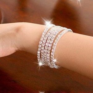 Stylish Versatile Diamond Full Diamond Elastic Bracelet for Any Occasion