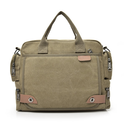 Stylish Multi-Compartment Canvas Shoulder Bag for Men - Fashionable & Functional - Image 2
