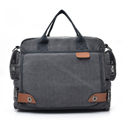 Stylish Multi-Compartment Canvas Shoulder Bag for Men - Fashionable & Functional - Image 3