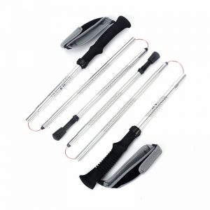 Ultra Light Z-Type Folding Cross Country Walking Stick - High Strength Aluminum Alloy, Four Section Climbing Stick with Straight Handle