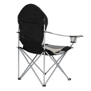 Durable Grey Iron Frame Camping Chair in Off-White Color