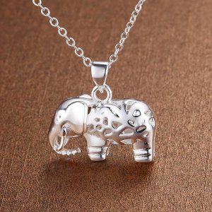 Elegant Elephant Hollow Silver Plated Necklace Pendant for Stunning Style