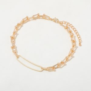 European and American Premium Retro U-Shaped Double-Layer Metal Chain Tag Necklace