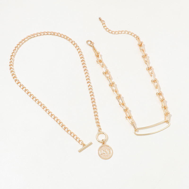 European and American Premium Retro U-Shaped Double-Layer Metal Chain Tag Necklace - Image 7