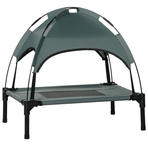 PawHut 24 Inch Elevated Portable Dog Cot Pet Bed with UV Protection Canopy Shade - Gray - Image 5