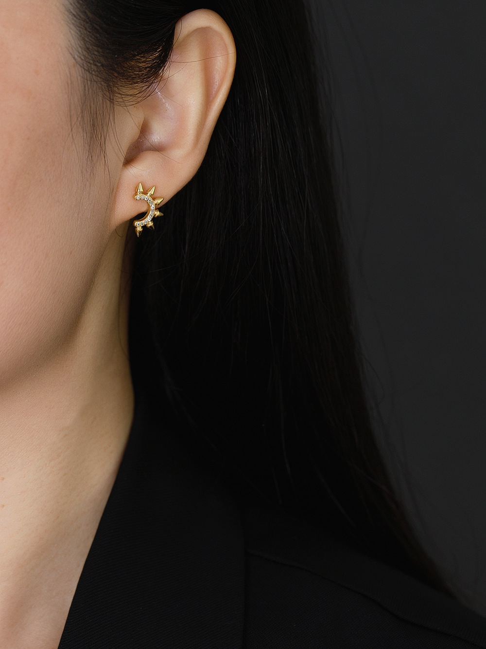 Punk Pointed Tapered S925 Sterling Silver Diamond Earrings for Unique Style - Image 6