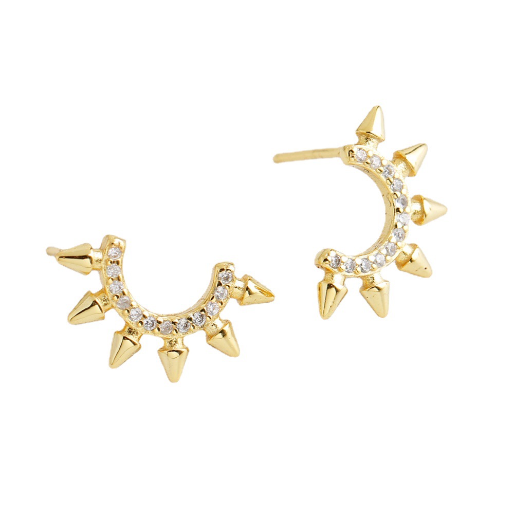 Punk Pointed Tapered S925 Sterling Silver Diamond Earrings for Unique Style - Image 11