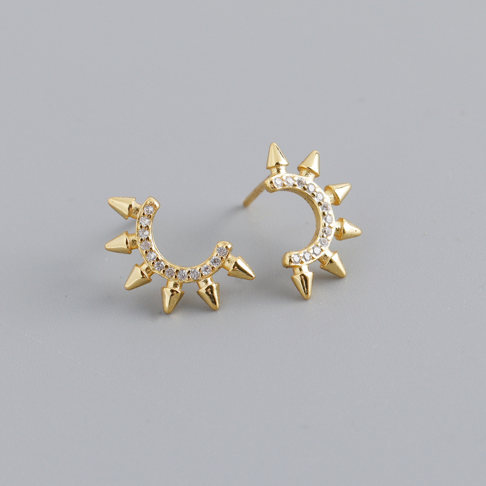 Punk Pointed Tapered S925 Sterling Silver Diamond Earrings for Unique Style - Image 12