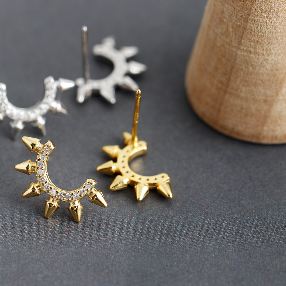 Punk Pointed Tapered S925 Sterling Silver Diamond Earrings for Unique Style - Image 14