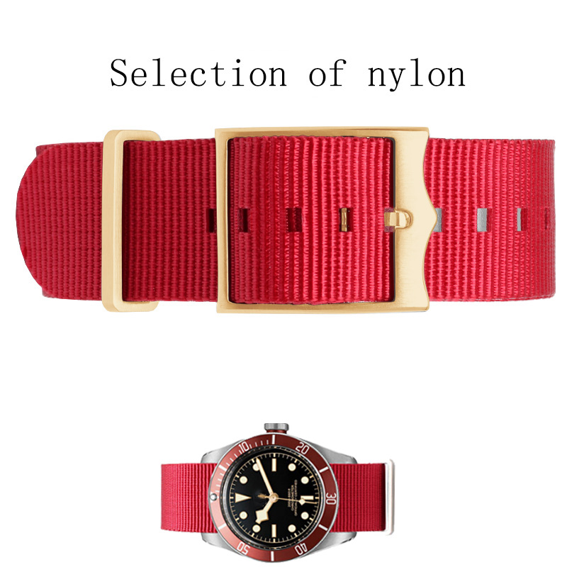 Biwan Little Red Flower Little Black Shield Bronze Series 22mm Men's Nylon Strap - Image 4