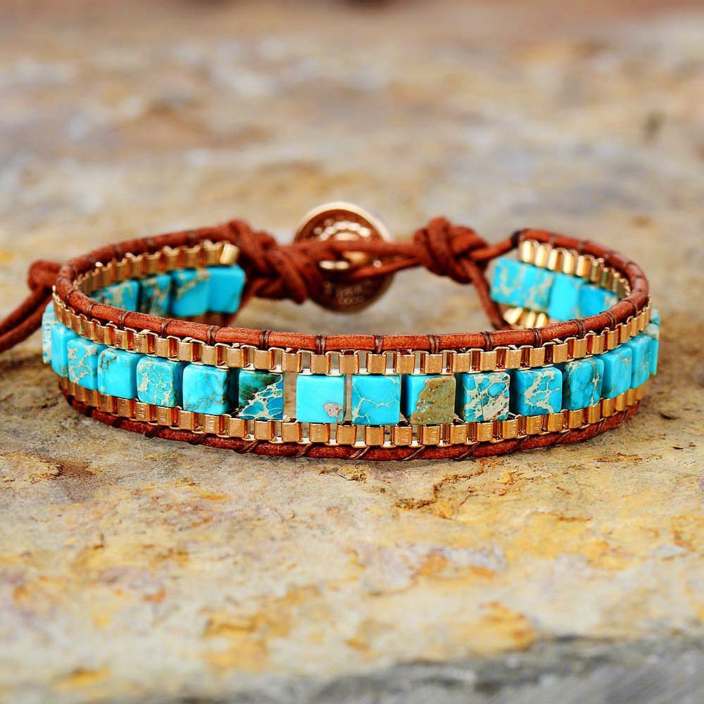 Fashion Imperial Stone Handcrafted Leather Bracelet - Unique & Stylish