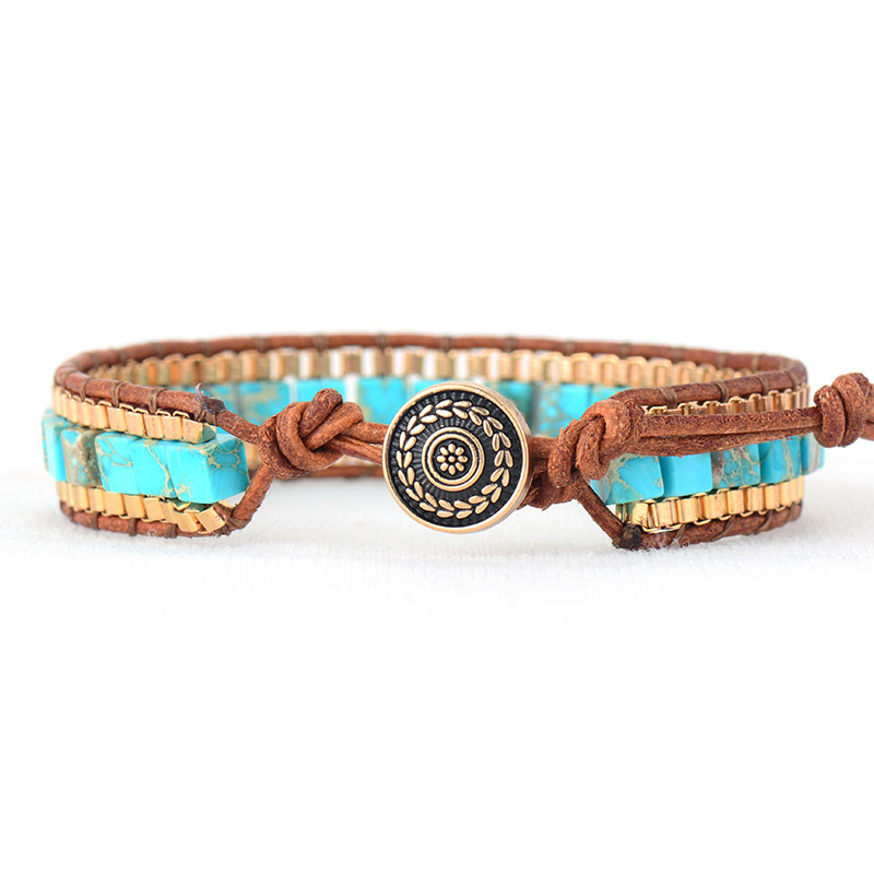 Fashion Imperial Stone Handcrafted Leather Bracelet - Unique & Stylish - Image 3