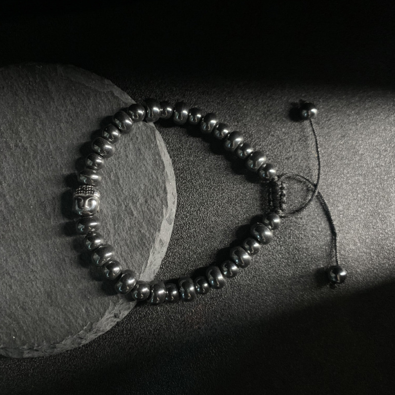 Men's Haematite Buddha Bracelet - Retro Minority Style Design