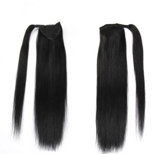 Real Hair Velcro Ponytail Seamless Long Hair Extension Wig for Braids
