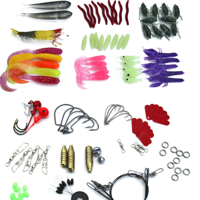 Multi-Function Lure Suit - 132 Pieces Full Swimming Layer Fishing Gear with Soft Bait Fishhook - Image 4
