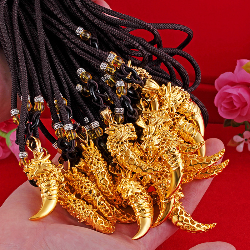 Stylish Alluvial Gold Wolf Tooth Pendant Necklace - Perfect for Any Occasion - Image 11