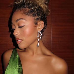 Stylish Women's Liquid Metallic Water Drop Ear Studs for Chic Elegance