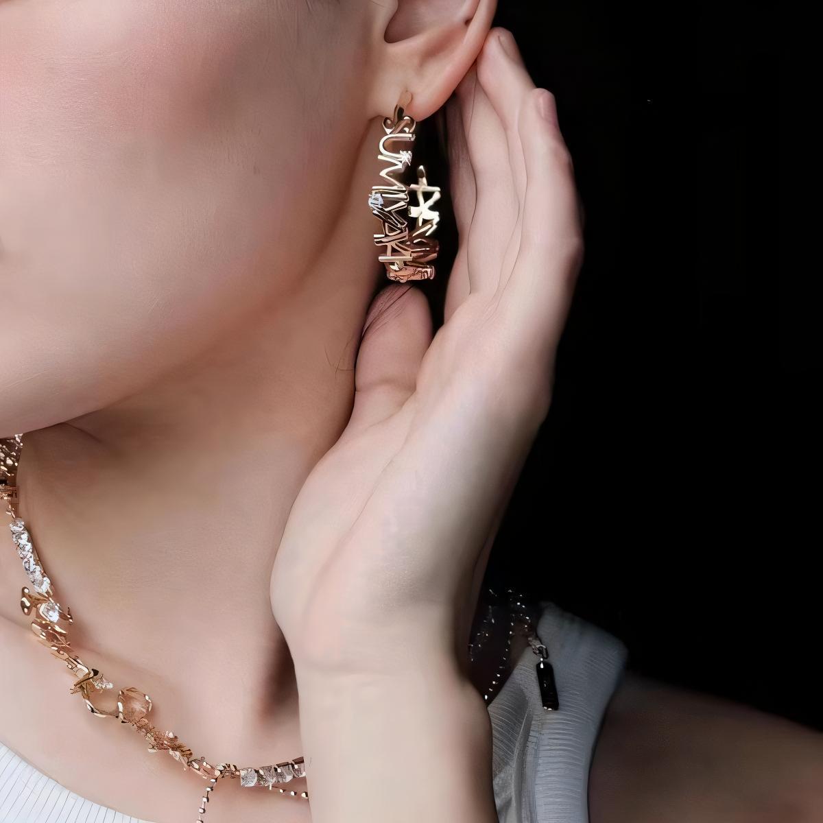 Trendy Sweet Cool Metal Letter C-Ring Ear Studs in Ins Style - Image 4